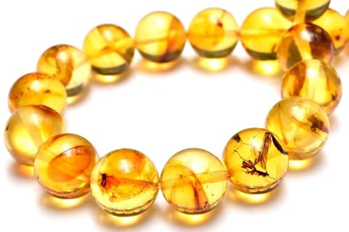 【天然琥珀/最強品質】虫入りアンバー＊希少宝石＊　天然石ブレスレット 天然琥珀/最強品質】虫入りアンバー＊希少宝石＊ 天然石ブレスレット